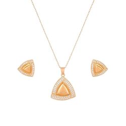 american diamond chain pendent necklace & earrings set for women & girls, luxury ad pendant gift set for women