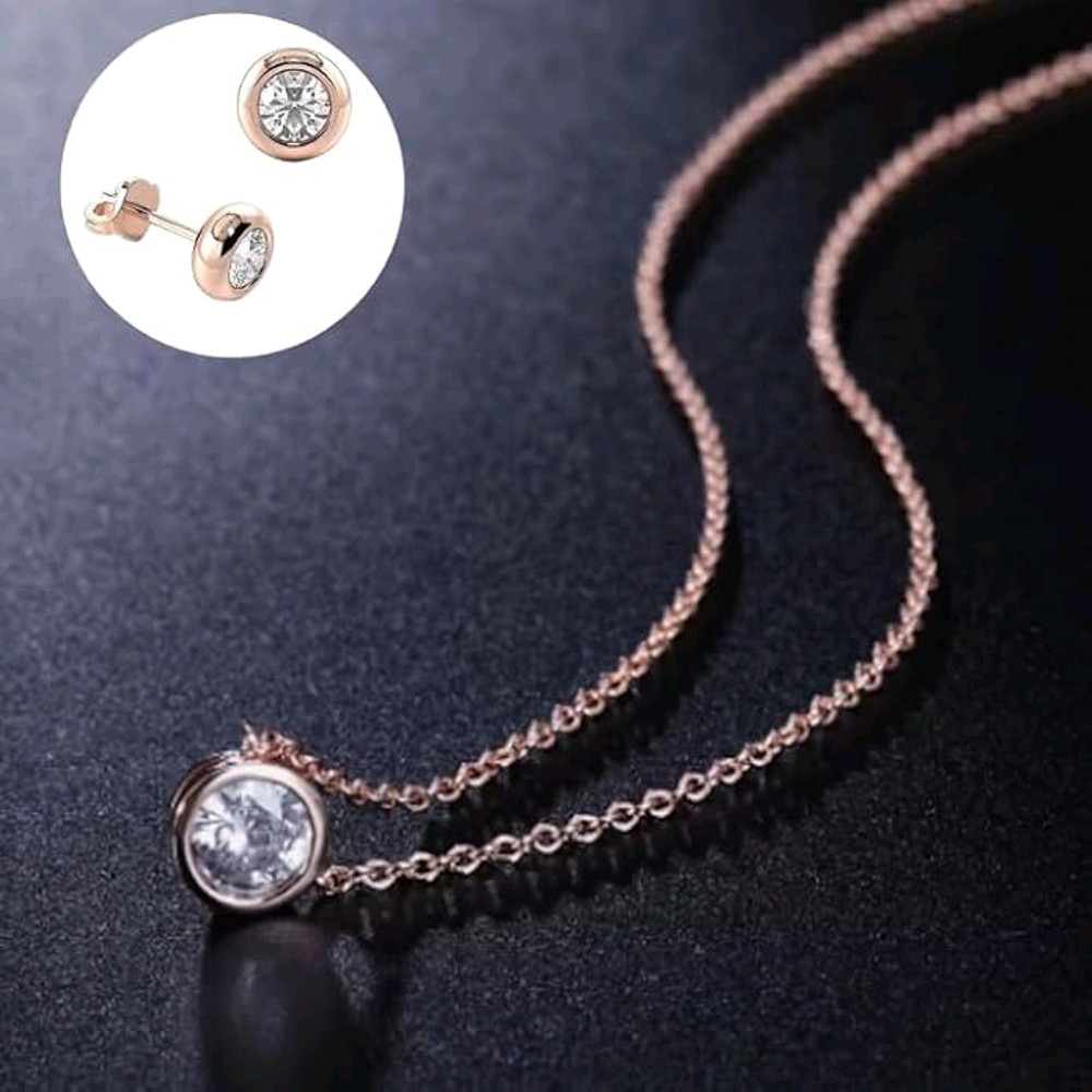 New Pendent Necklace Earrings Set For Women Girls Luxury AD Pendant Gift Set For Women Girls Her 6