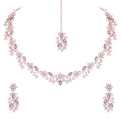 merican diamond ad with colorful crystal necklace jewellery set for women/girls | perfect for wedding