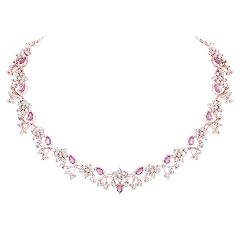 Merican Diamond AD With Colorful Crystal Necklace Jewellery Set For WomenGirls Perfect For Wedding 1