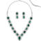 New Green Stones Dazzling Austrian Diamonds Embellished Necklace Earring Set For Women 0