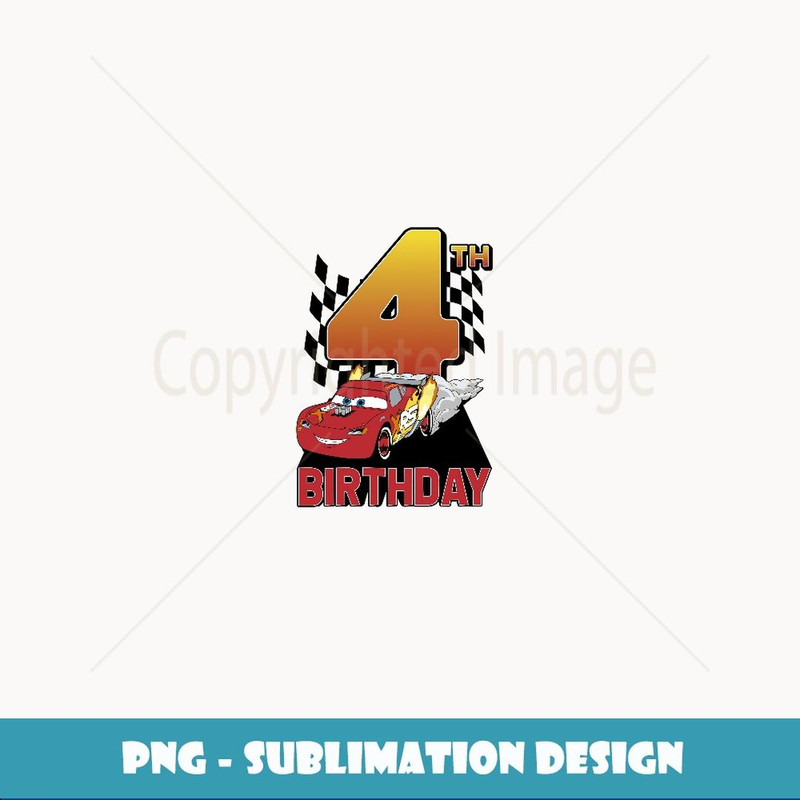 Disney Pixar Cars Lightning McQueen 4th Birthday Peel Out - Modern Sublimation PNG File