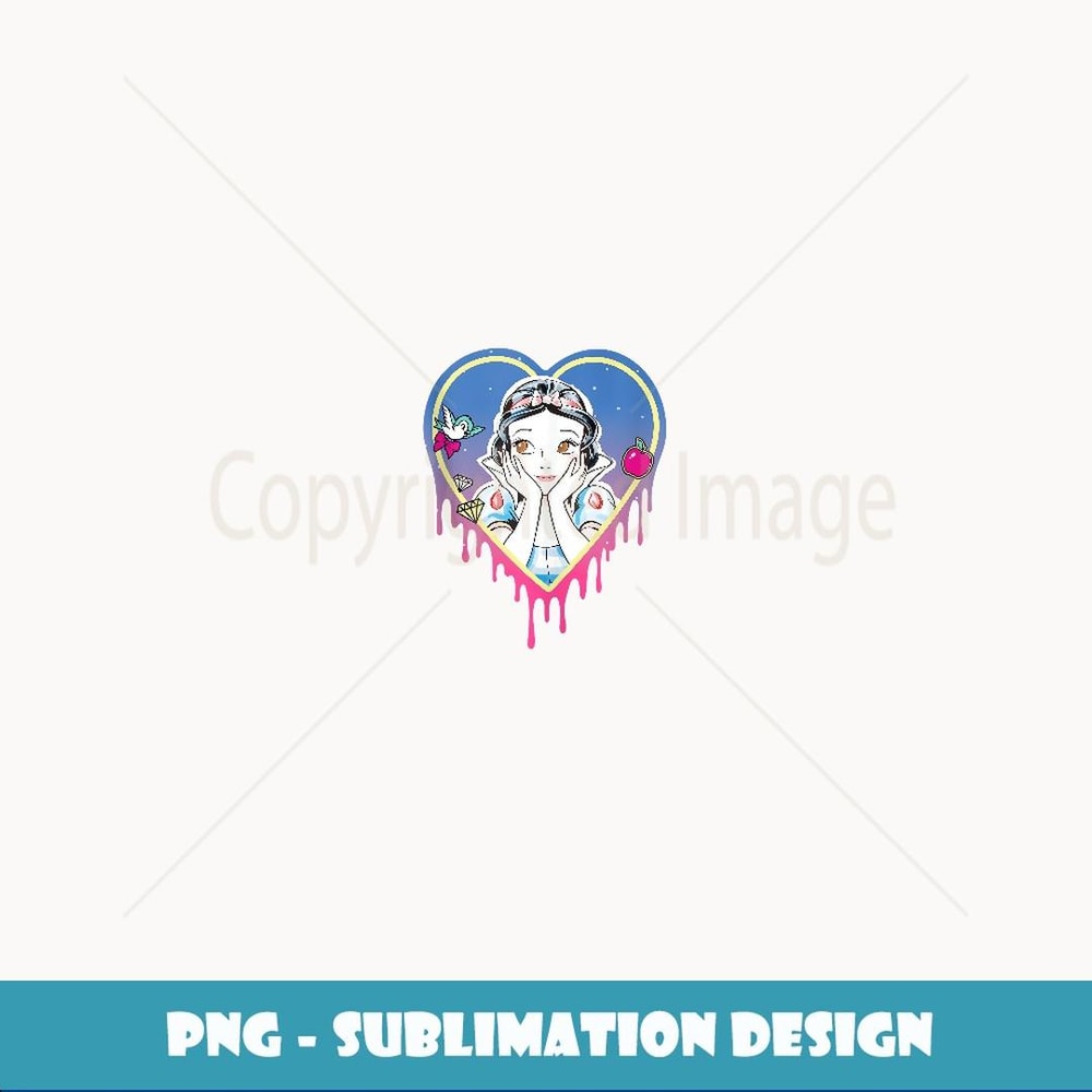 Disney Princess Snow White Pretty Heart Drips - Retro PNG Sublimation Digital Download