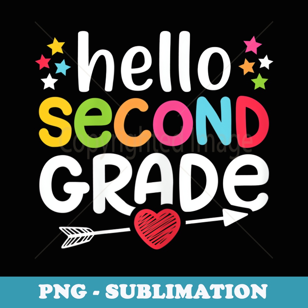 Hello 2nd Grade T Team Second Grade Squad First Day - Retro PNG Sublimation Digital Download