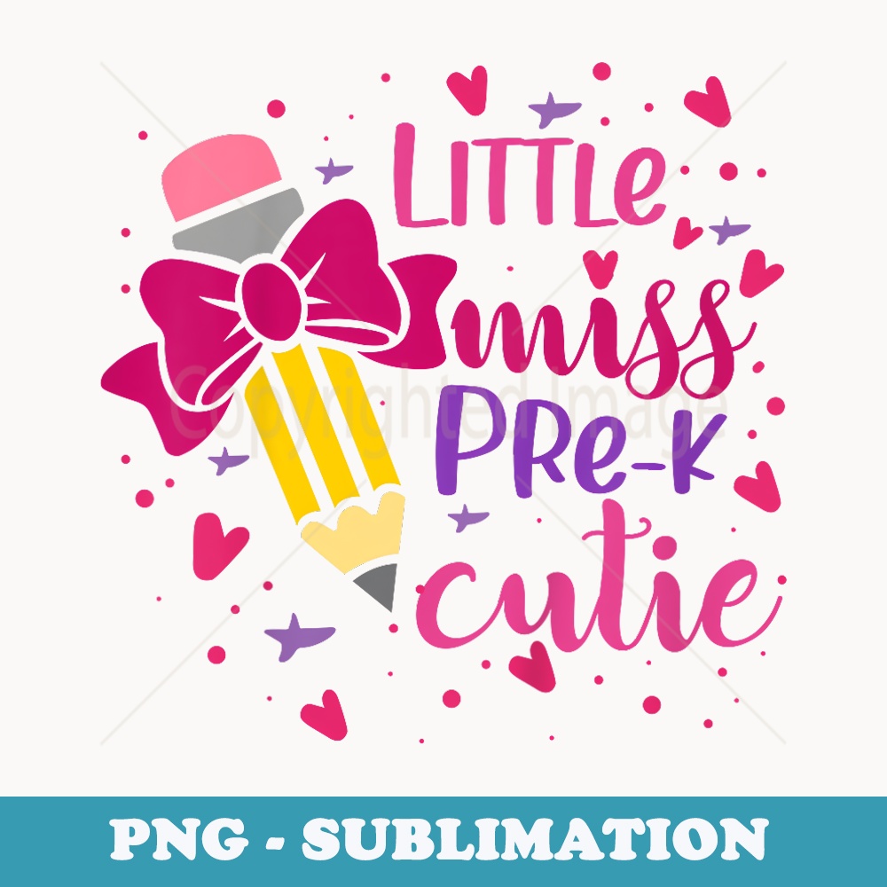 Little Miss Pre-K Cutie Back To School Pre-K Baby Girl Top - Retro PNG Sublimation Digital Download