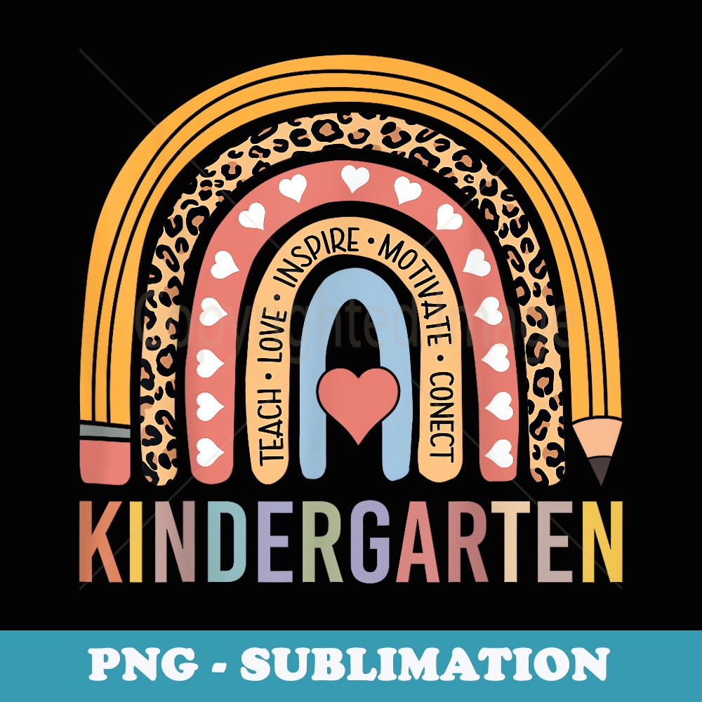 Kindergarten Rainbow Leopard Teachers Kindergarten Squad - Premium PNG Sublimation File