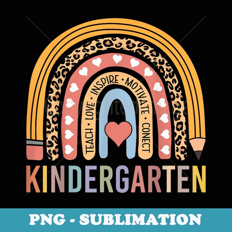 Kindergarten Rainbow Leopard Teachers Kindergarten Squad - Premium PNG Sublimation File