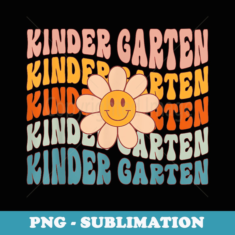Kindergarten Teacher Retro Smiling Face Kinder Squad Crew - Creative Sublimation PNG Download