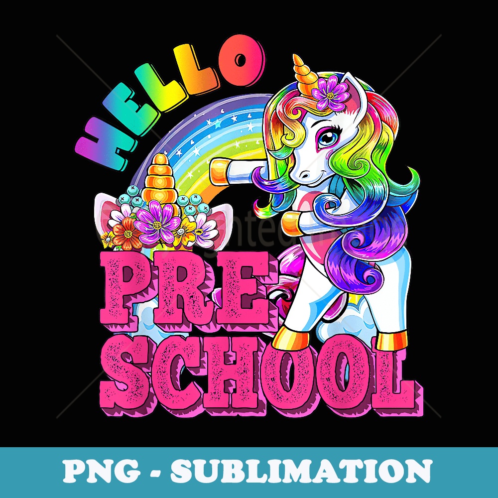 Preschool Flossing Unicorn Kid Teacher Hello Preschool Squad - Instant PNG Sublimation Download