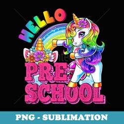 preschool flossing unicorn kid teacher hello preschool squad - instant png sublimation download