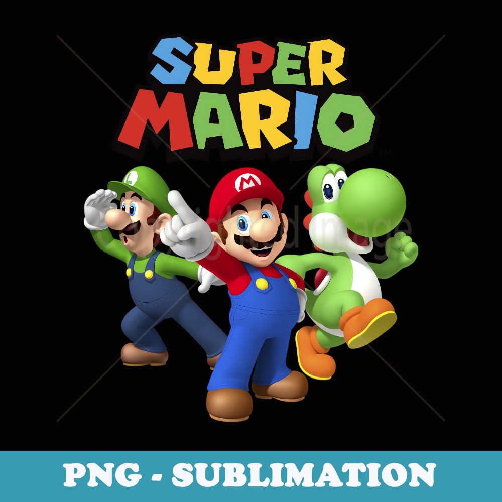 Super Mario Luigi Mario And Yoshi Group Shot - Aesthetic Sublimation Digital File