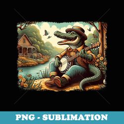 charming cottagecore aesthetic banjo serenade alligator - png sublimation digital download