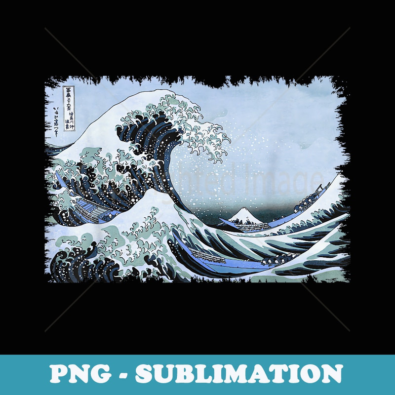 Famous Vintage Japanese Art Great Wave Remix Hokusai Stylish - Sublimation PNG File