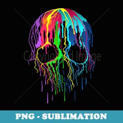 colorful paint dripping skull - paint drip skeleton head