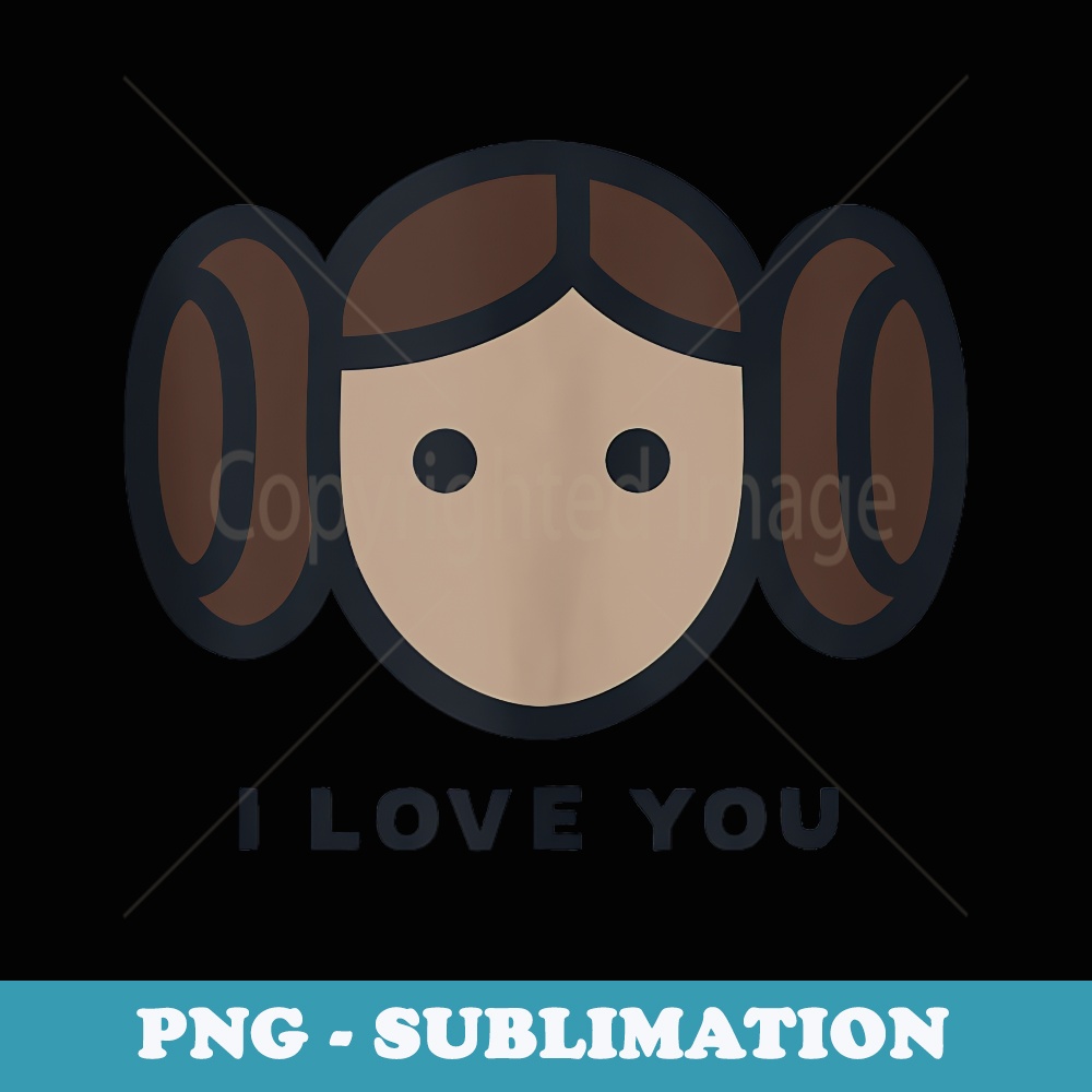 Star Wars Cartoon Princess Leia I Love You - High-Resolution PNG Sublimation File