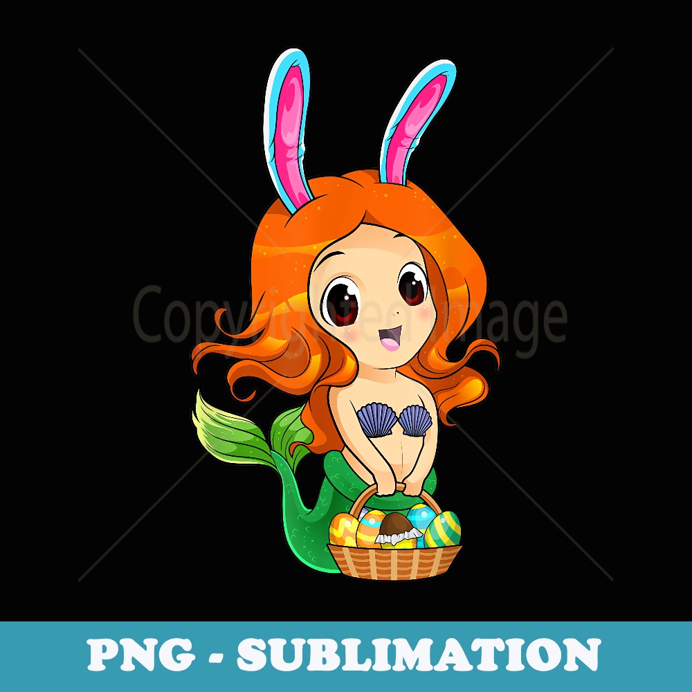 Easter Mermaid Bunny Easter Merbunny Egg Hunting - Instant PNG Sublimation Download
