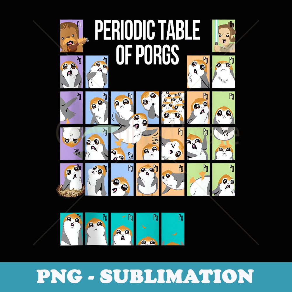 Star Wars Periodic Table Of Porgs Cute Group Shot - Exclusive PNG Sublimation Download
