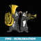 Cool cats playing funky jazz band music tuba and trumpet - Signature Sublimation PNG File