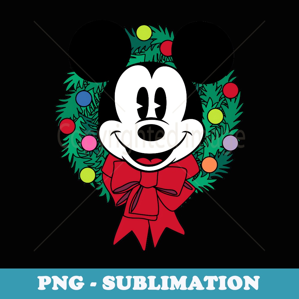 Amazon Essentials Mickey Mouse Festive Holiday Christmas Wreath - Exclusive Sublimation Digital File