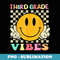 Hippie Smile Third Grade Vibes Teacher Back To School - Retro PNG Sublimation Digital Download