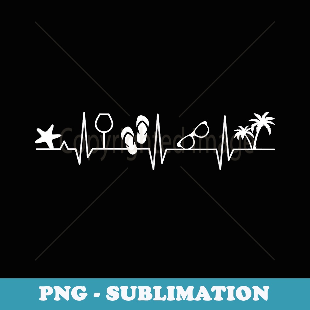 Heartbeat Palm Tree Wine Glass Flip Flop Garment - Special Edition Sublimation PNG File