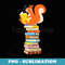 s Cute Squirrel Reading Mens s Tops Book Lovers - Retro PNG Sublimation Digital Download
