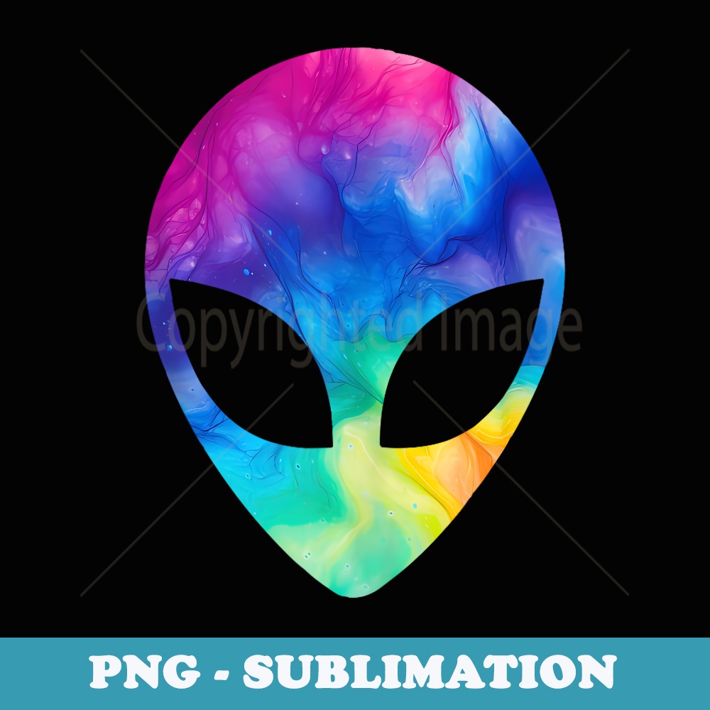 Tie Dye Alien Head 90s Style Funny Cool Alien Face - Sublimation Digital Download