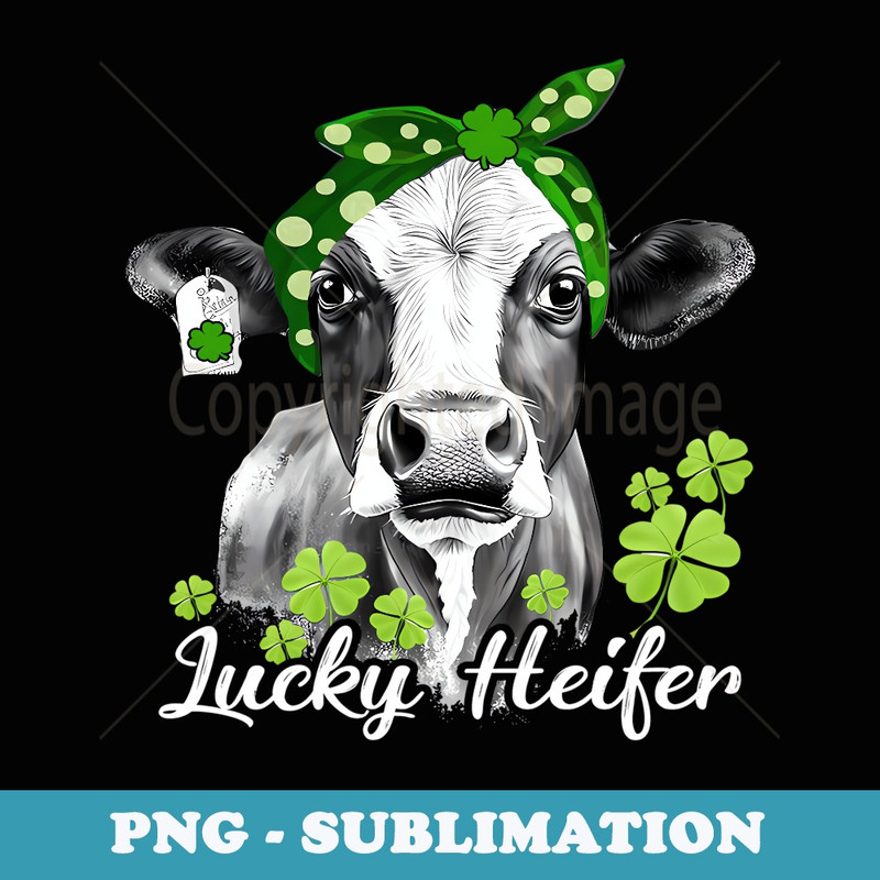 Lucky Heifer Shamrock Bandana Cow St Patricks Day - Vintage Sublimation PNG Download