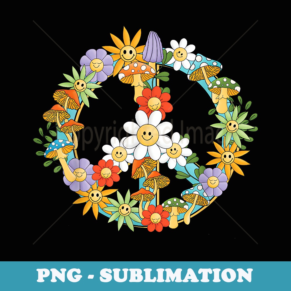 PEACE SIGN LOVE 60s 70s Tie Dye Hippie Costume - Exclusive PNG Sublimation Download