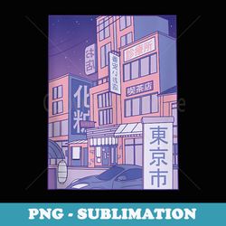 japanese city vaporwave art aesthetic pastel graphic - signature sublimation png file