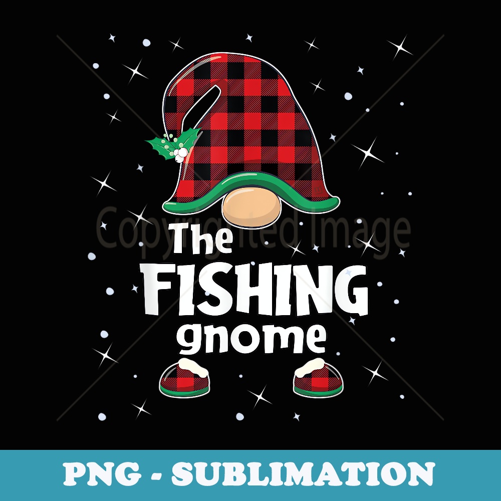 Fishing Gnome Buffalo Plaid Matching Christmas Pajama - Artistic Sublimation Digital File