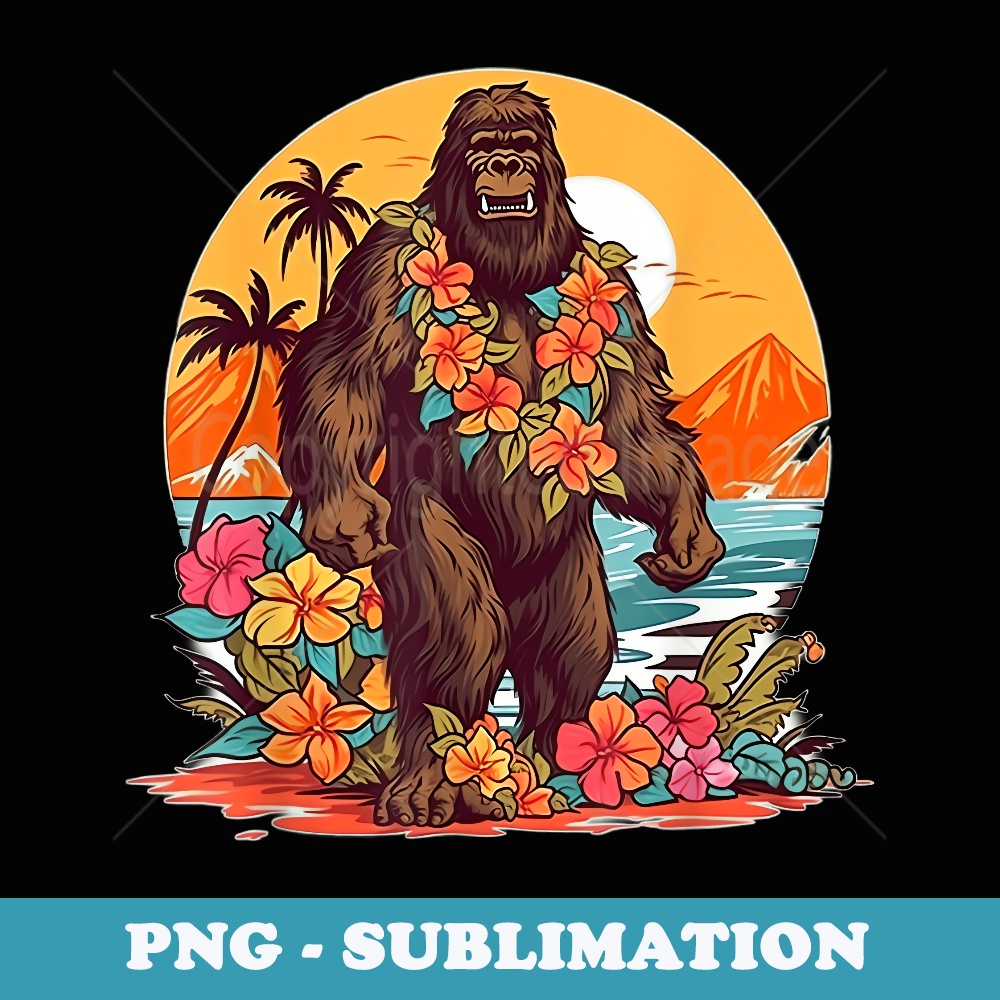Floral Beach Vacation Bigfoot - Instant PNG Sublimation Download