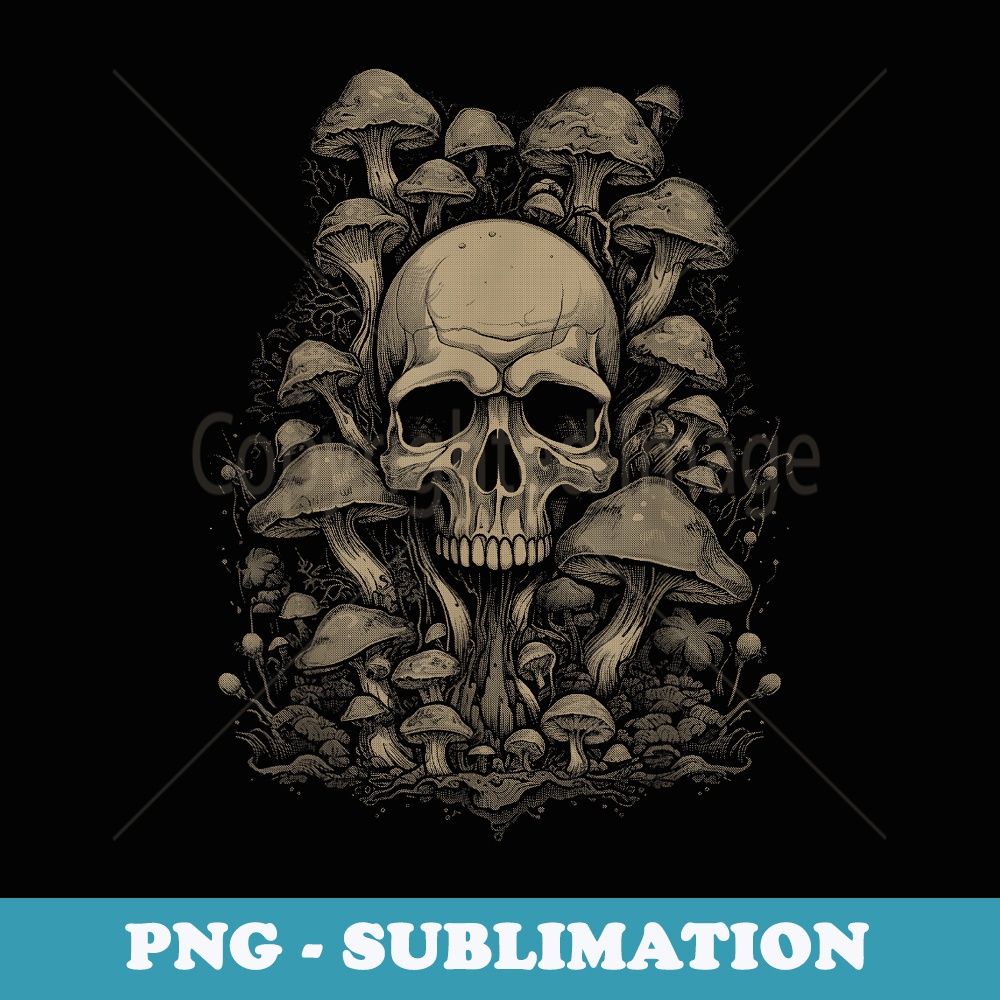 Mushroom Skull Cottagecore Aesthetic Goth Art Emo Mycologist - Vintage Sublimation PNG Download