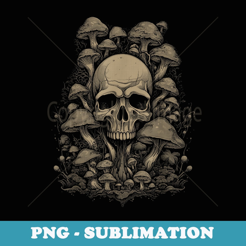 Mushroom Skull Cottagecore Aesthetic Goth Art Emo Mycologist - Vintage Sublimation PNG Download