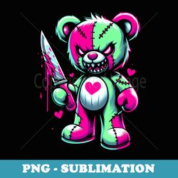 pastel goth teddy bear horror halloween creepy scary - instant png sublimation download