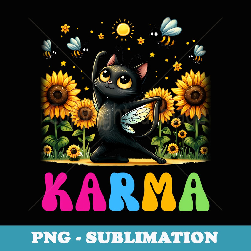 Cute Funny Cat Lover flowers Shape Karma retro co. - Digital Sublimation Download File
