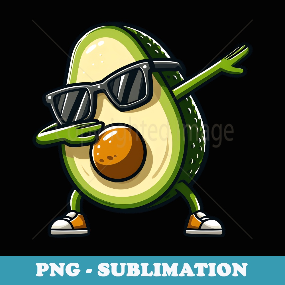 Vegan Food Lover Avocado Dabbing Summer Vacation Men - Retro PNG Sublimation Digital Download