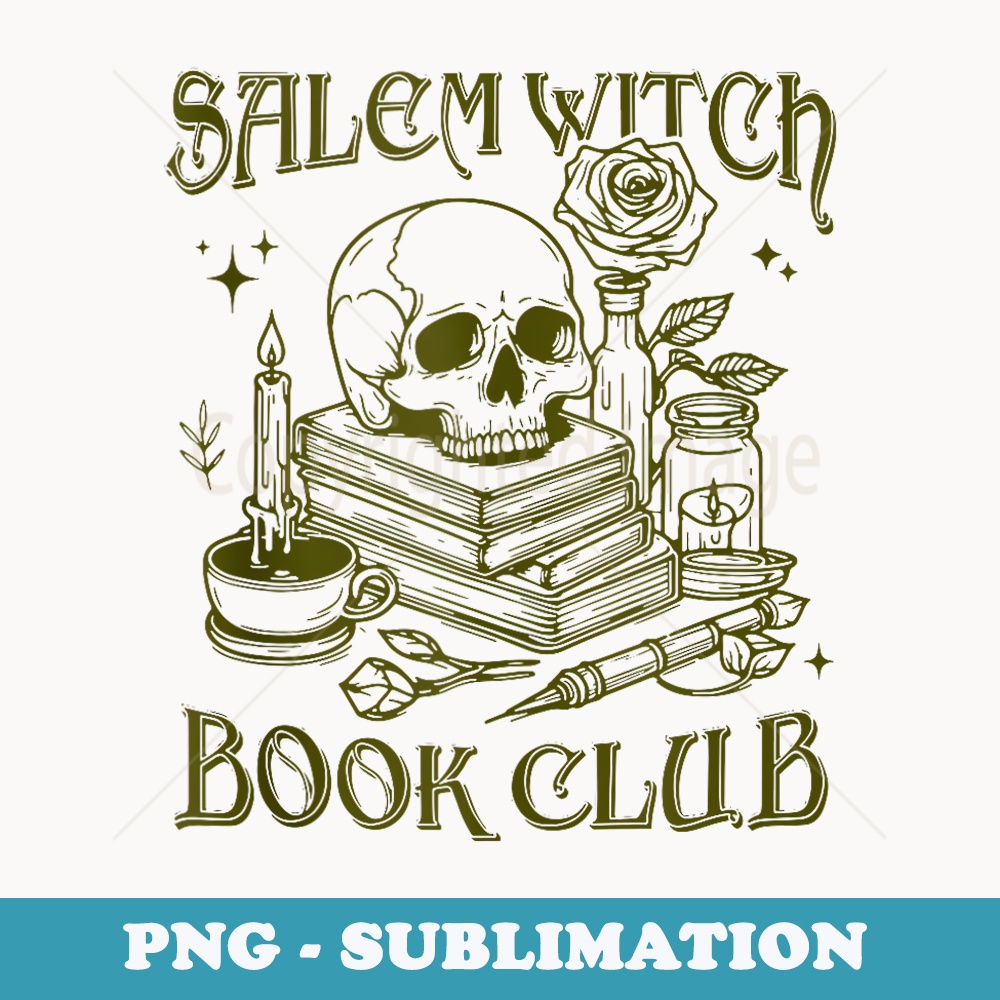 Salem Witch Books Club, Halloween, Book Reader, Spell Book - Retro PNG Sublimation Digital Download