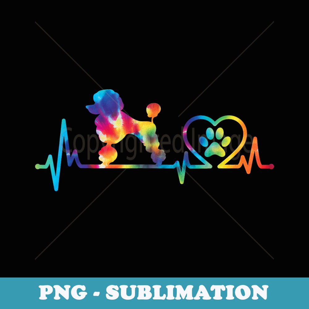 Tie Dye Poodle Heartbeat - Dog Lover Pet Trainer Breeder - Creative Sublimation PNG Download