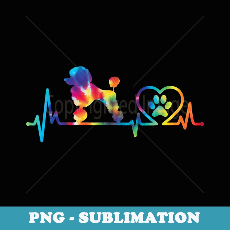Tie Dye Poodle Heartbeat - Dog Lover Pet Trainer Breeder - Creative Sublimation PNG Download