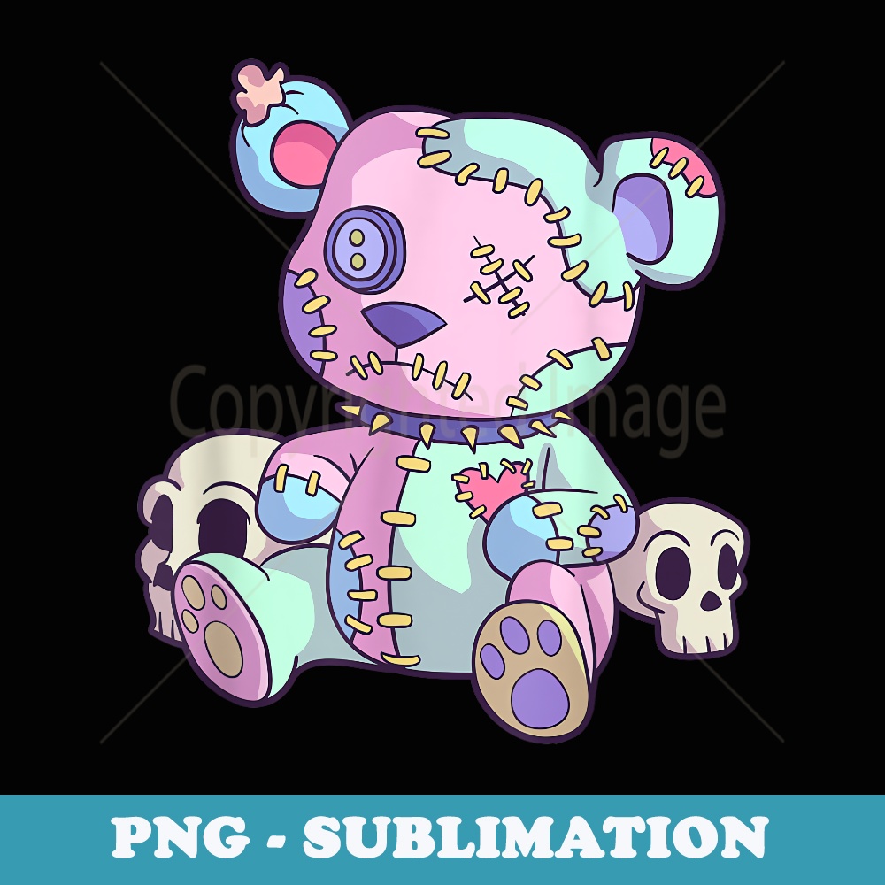 Creepy Teddy Bear Kawaii Pink Pastel Goth Cute Anime Lover - Exclusive PNG Sublimation Download