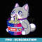 Kawaii Cat with Bisexual Flag in Anime with Ramen Noodles - Instant Sublimation Digital Download