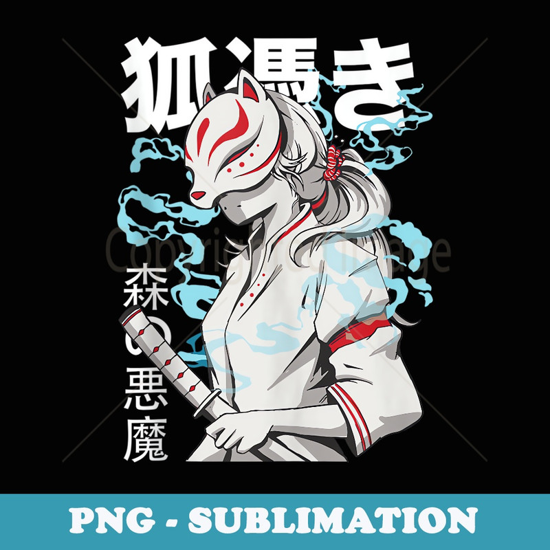 Anime artwork featuring a beautiful woman samurai wearing a - Digital Sublimation Download File
