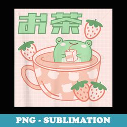 cute frog tea cup kawaii aesthetic pink - png sublimation digital download