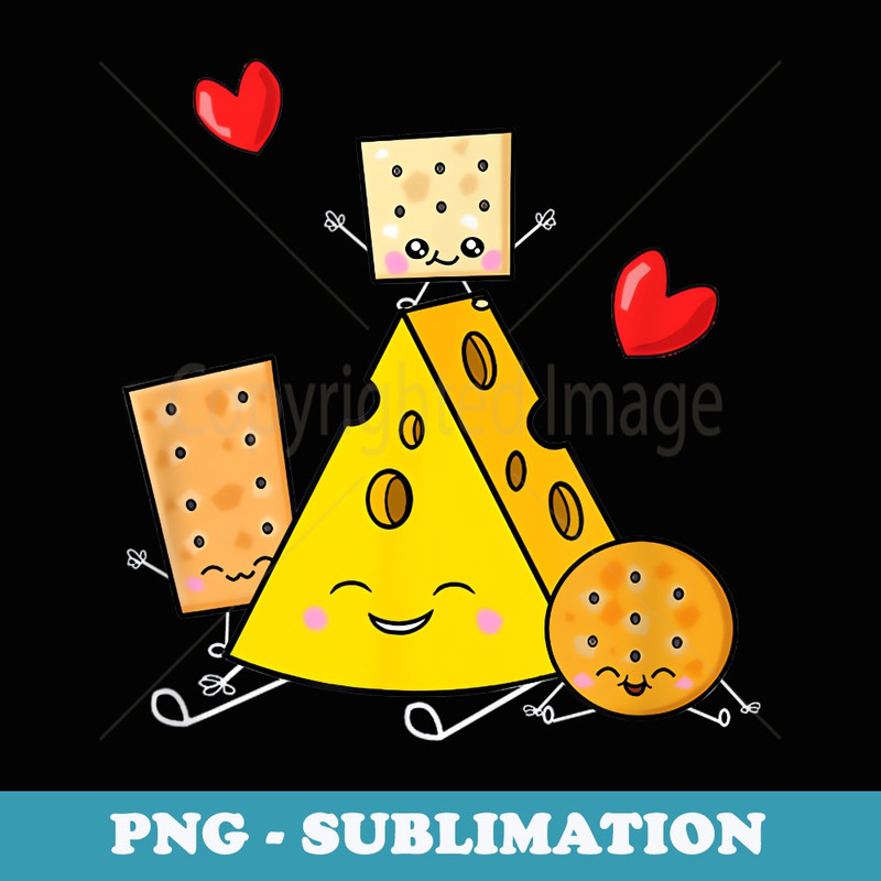 Cheese And Crackers Cute Kawaii Dark - Stylish Sublimation Digital Download