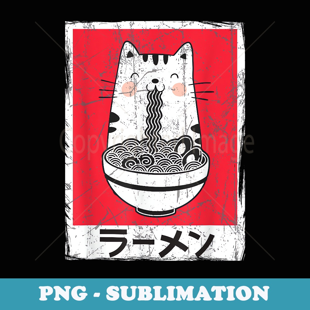 Japanese cat Kawaii Tokyo anime Ramen trendy casual - Retro PNG Sublimation Digital Download