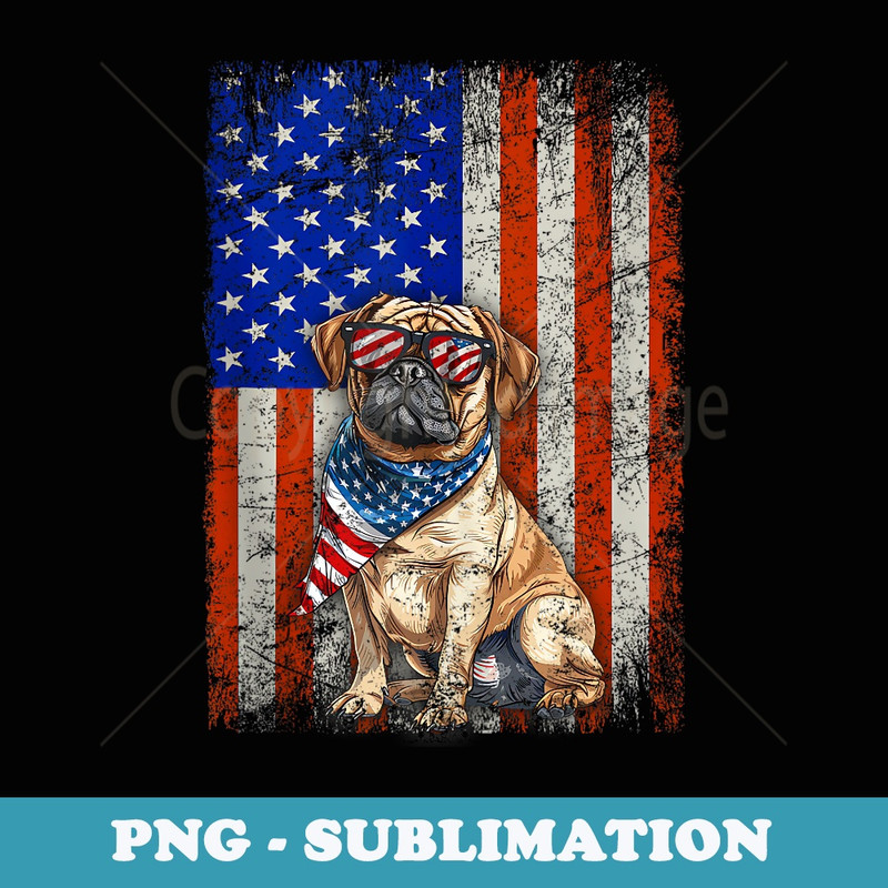 Puggle American Flag Patriotic Puggle Dog Lover 4th of July - Aesthetic Sublimation Digital File