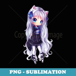 japanese anime chibi cat girl long hair manga otaku - png sublimation digital download