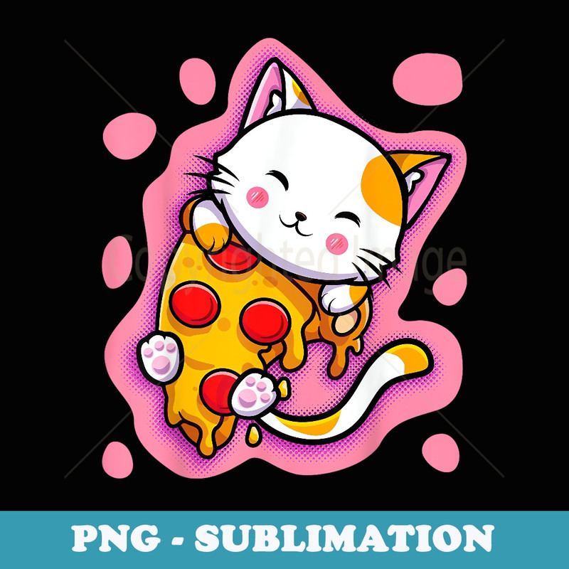 Cute Kawaii Cat Pizza Japanese Anime or Girls - Decorative Sublimation PNG File