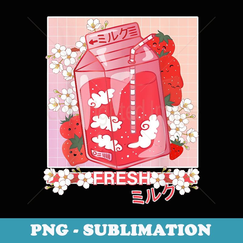 Kawaii Anime Manga 90s Japanese Pastel Goth Strawberry Milk - Decorative Sublimation PNG File